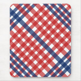 Rood Wit en Blauw Gingham Plaid Muismat