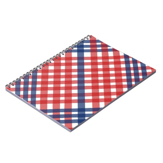 Rood Wit en Blauw Gingham Plaid Notitieboek (Linkerzijde)