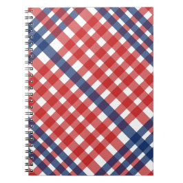Rood Wit en Blauw Gingham Plaid Notitieboek
