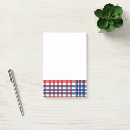 Rood, Wit en Blauw Gingham Plaid Post-it® Notes (Kantoor)