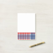 Rood, Wit en Blauw Gingham Plaid Post-it® Notes (Op bureau)