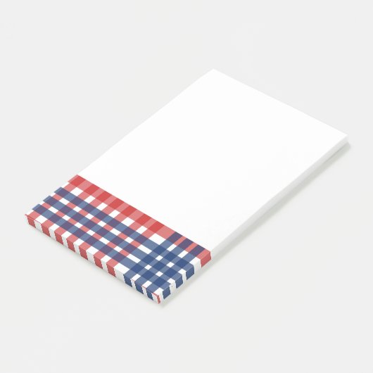 Rood, Wit en Blauw Gingham Plaid Post-it® Notes (Schuin)
