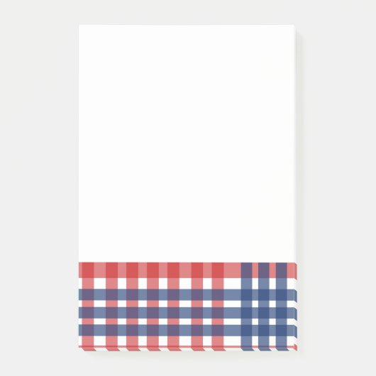 Rood, Wit en Blauw Gingham Plaid Post-it® Notes (Voorkant)