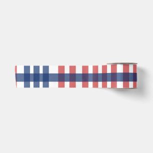 Rood Wit en Blauw Gingham Plaid Satijnen Lint