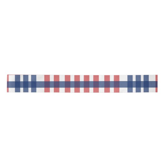 Rood Wit en Blauw Gingham Plaid Satijnen Lint (Voorkant)