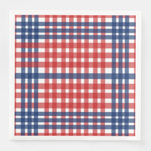Rood Wit en Blauw Gingham Plaid Servet
