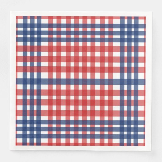 Rood Wit en Blauw Gingham Plaid Servet (Voorkant)
