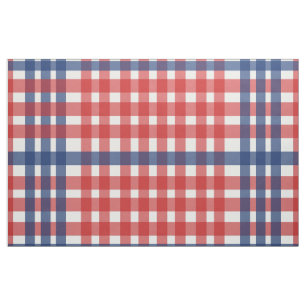 Rood, Wit en Blauw Gingham Plaid Stof