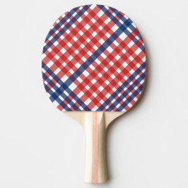 Rood, Wit en Blauw Gingham Plaid Tafeltennisbatje