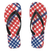 Rood Wit en Blauw Gingham Plaid Teenslippers (Voetbed)