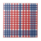 Rood Wit en Blauw Gingham Plaid Tegeltje (Voorkant)