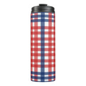 Rood Wit en Blauw Gingham Plaid Thermosbeker (Voorkant)