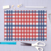 Rood Wit en Blauw Gingham Plaid Tissuepapier (Craft)