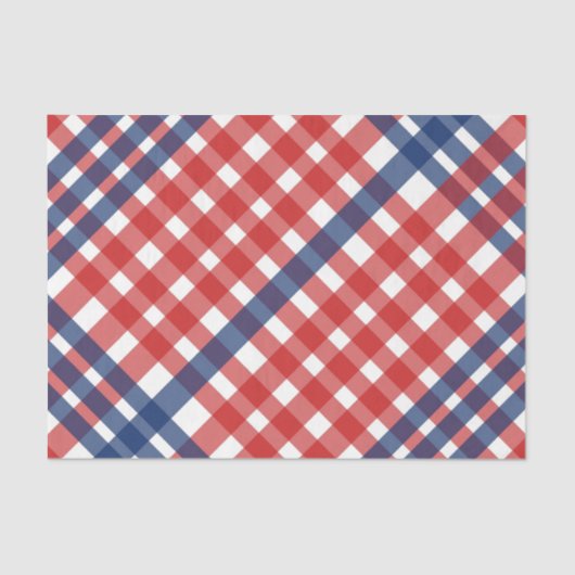 Rood, Wit en Blauw Gingham Plaid Tissuepapier (Voorkant)