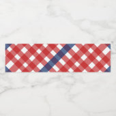 Rood Wit en Blauw Gingham Plaid Waterfles Etiket (Enkel label)
