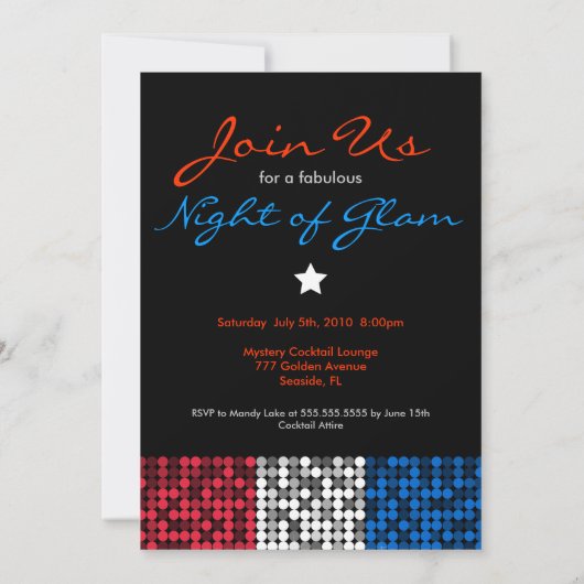 Rood wit en blauw glam, aangepast kaart (Achterkant)