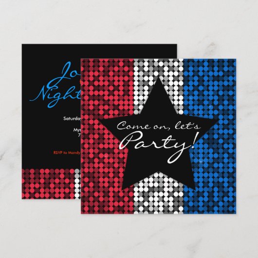 Rood wit en blauw glam, aangepast kaart (Voorkant / Achterkant)