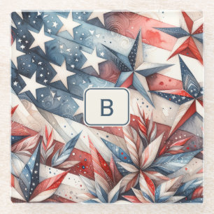 Rood wit en blauw glazen onderzetter