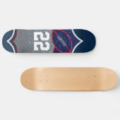 Rood Wit en Blauw Glitter Football Jersey Nummer Persoonlijk Skateboard (Horizontaal)