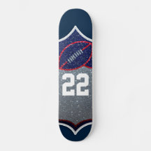 Rood Wit en Blauw Glitter Football Jersey Nummer