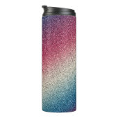 Rood wit en blauw Glitter Tumbler Thermosbeker (Geroteerd rechts)