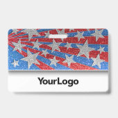 Rood Wit en Blauw Glitter USA Verkiezing Foto Naam Badge (Back)