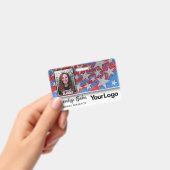 Rood Wit en Blauw Glitter USA Verkiezing Foto Naam Badge (Handheld)