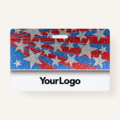 Rood Wit en Blauw Glitter USA Verkiezing Foto Naam Badge (Achterkant)