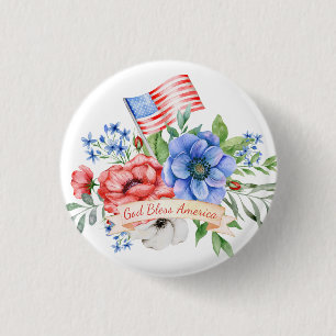 Rood wit en blauw   God Bless America Ronde Button 3,2 Cm