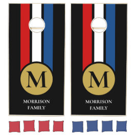 Rood Wit en Blauw Goud Metalen Cornhole Set