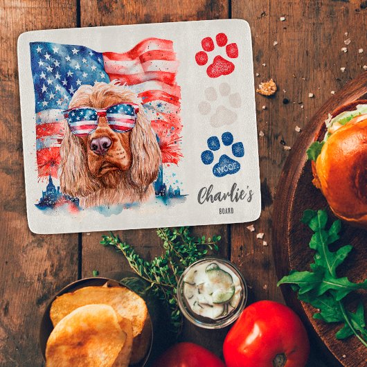 Rood Wit en Blauw Grappige Cocker Spaniel Hondensn Snijplank