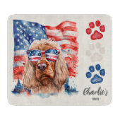 Rood Wit en Blauw Grappige Cocker Spaniel Hondensn Snijplank (Voorkant)