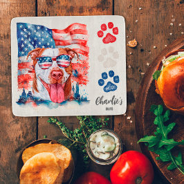 Rood Wit en Blauw Grappige Crème Pitbull Hondensno Snijplank