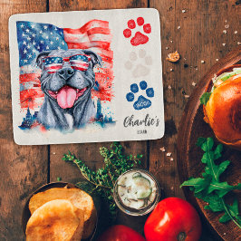 Rood Wit en Blauw Grappige Grijze Pitbull Hond Sno Snijplank