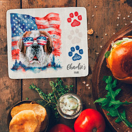 Rood Wit en Blauw Grappige Saint Bernard Honden Br Snijplank