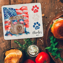 Rood Wit en Blauw Grappige Shar Pei Hondensnoepje Snijplank