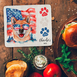 Rood Wit en Blauw Grappige Shiba Inu Honden Snoepj Snijplank