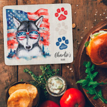 Rood Wit en Blauw Grappige Siberische Husky Honden