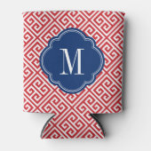 Rood wit en blauw Grieks sleutelmonogram Blikjeskoeler (Voorkant)