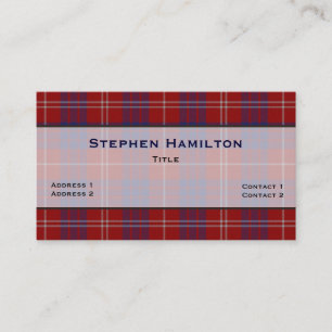 Rood, wit en blauw Hamilton Tartan Pset Visitekaartje