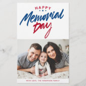 Rood, wit en blauw Happy Memorial Day Fotokaart (Voorkant)