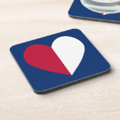 Rood wit en blauw hart bier onderzetter (Linkerzijde)