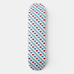 Rood wit en blauw hart en diagonale strepen persoonlijk skateboard