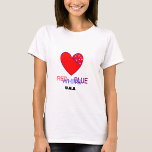 Rood, wit en blauw hart t-shirt