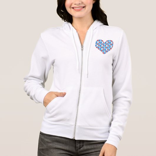 Rood wit en blauw hart van sterren hoodie (Voorkant)