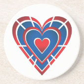 Rood wit en blauw hart zandsteen onderzetter (Voorkant)