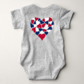 Rood, Wit en Blauw Hartjes Baby Body Romper (Achterkant)