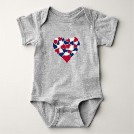 Rood, Wit en Blauw Hartjes Baby Body Romper