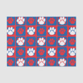 Rood, Wit en Blauw Herhalende Pawprint Tissuepapier (Voorkant)