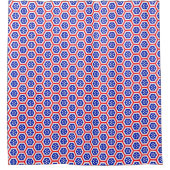 Rood wit en blauw hexagon patroon douchegordijn (Voorkant)